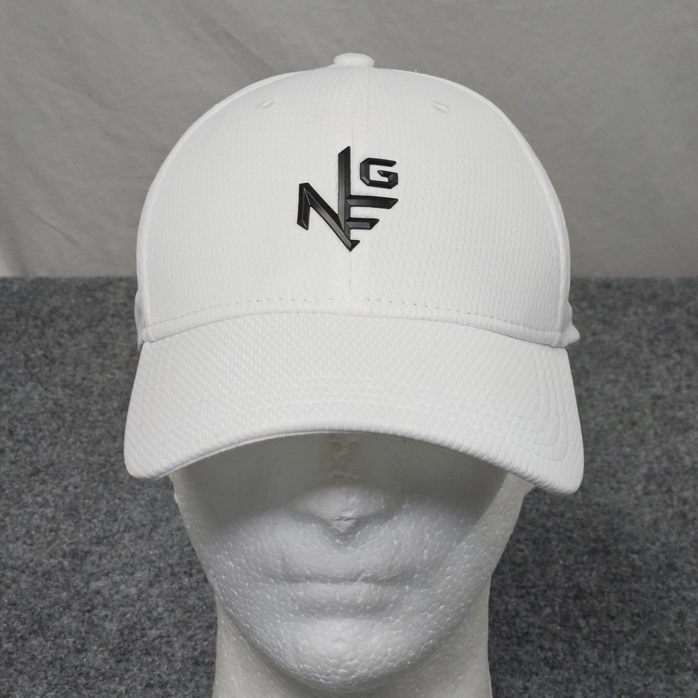 New Era Golf Hat Mens S M White Logo Stretch Fit 39THIRTY Cap Performance Active